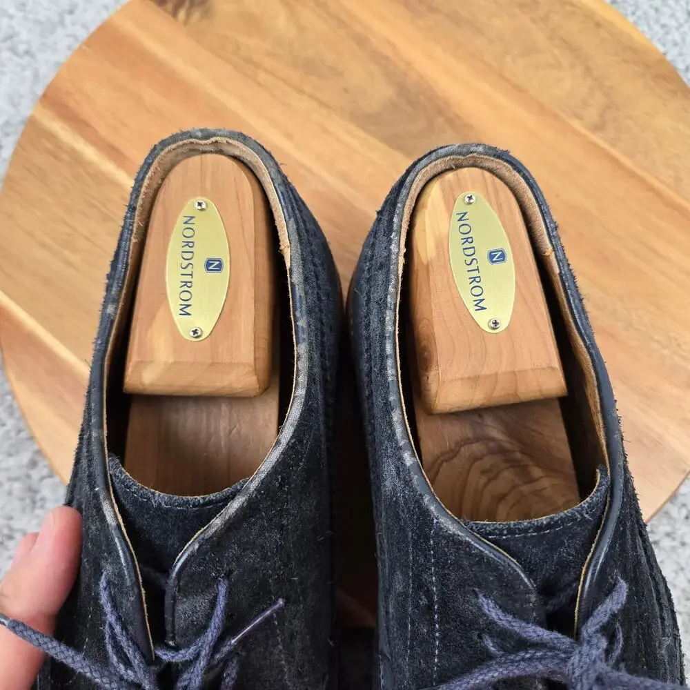 J. Crew Mens 10.5 Kenton Navy Suede Wingtip Medallion Brogue Derby Dress Shoe